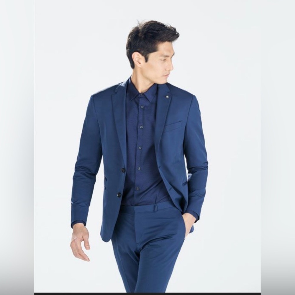 Zara Man Navy Blue Blazer Lined 2 Button Sport , size 46 EU/36US‎